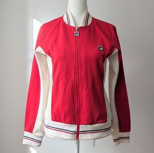 NWT Fila Women's New Retro 70s Settanta Track Jacket In Fila Red Size M